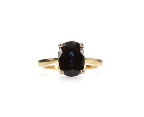 SAPPHIRE RING, set with an oval sapphire of approximately 3.62 carats, in eighteen carat gold, size M, 4.9g