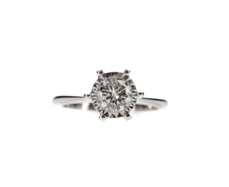 DIAMOND SOLITAIRE RING, the illusion set diamond of approximately 0.70 carats, marked 750, size L, 3.7g