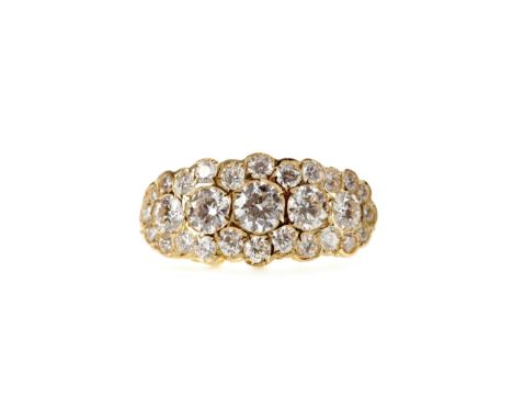 DIAMOND DRESS RING, set with round brilliant cut diamonds totalling approximately 1.25 carats, unmarked, size L, 3.1g
