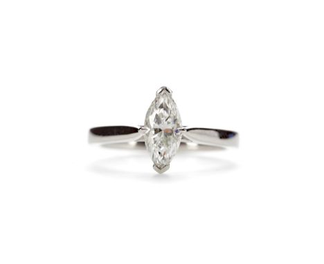 GIA CERTIFICATED DIAMOND SOLITAIRE RING, the marquise shaped diamond of approximately 1.09 carats with accompanying GIA diamo