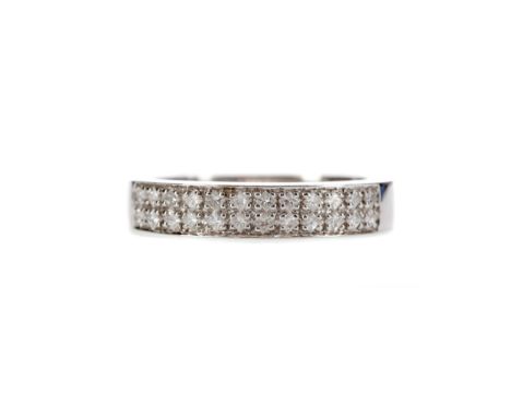 TWO ROW DIAMOND RING, set with two rows of pave set diamonds totalling approximately 0.50 carats, marked 18CT, size M 1/2, 3.