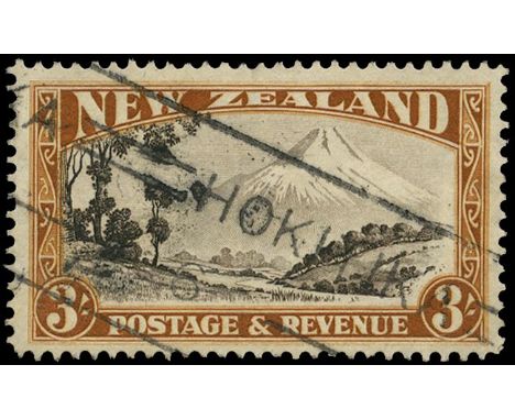1935-36 3s chocolate and yellow-brown, perf 13_ x 14, variety watermark inverted and reversed (SG 569ay), good used by slight