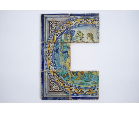 An Antwerp maiolica part tile panel, Franchois Frans workshop, ca. 1550 Dim.: 13 x 13 x 1,5 cm (each tile)  Attributed to the