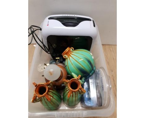 A BOX OF MISCELLANEOUS INC A LAMP AND REXEL PAPER SHREDDER ETC