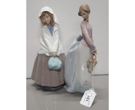 2 NAO FIGURES GIRL IN SHAWL AND 7622 BASKET OF LOVE   SAS FINGER MISSING