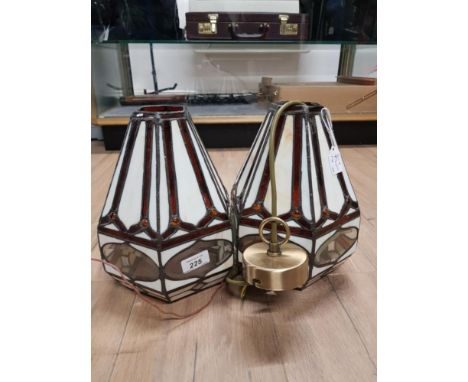 A PAIR OF TIFFANY STYLE LAMP SHADES
