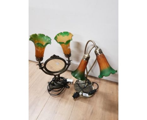 ART NOUVEAU STYLE TWIN ARM TABLE LAMP AND DRESSING TABLE MIRROR LAMP