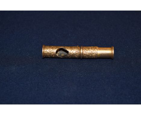 An M Myers & Son 18ct gold cigar cutter, having steel cutter to interior, 5cm, (s.d). Condition Report: Whilst the Spring and
