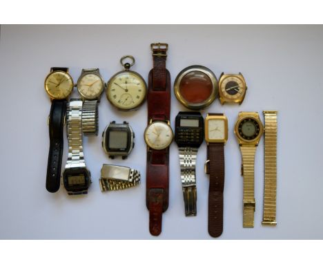 A vintage Swiss Watch Corporation gentleman's mechanical wristwatch, on leather strap; together with a silver cased pocket wa