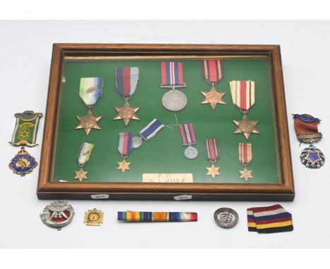 A group of WWII medals awarded to Petty Officer WJ Mure (Plymouth RN) Note Oak Leaf on the Atlantic Star, also his certificat