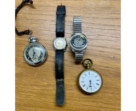 A small collection of watches including a gents Rotary wristwatch.