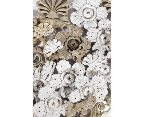 A COLLECTION OF ARCHITECTURAL PLASTER MOULDINGS20TH CENTURYincluding: flowerheads, anthemion, foliate scrolls and honeysuckle