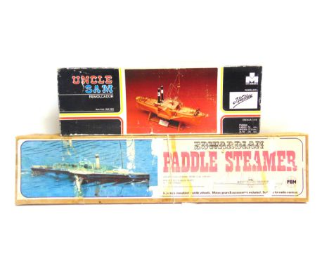 TWO UNMADE MODEL BOAT KITS  comprising a PBM Edwardian Paddle Steamer, boxed; and a 1/70 scale Intermodel 'Uncle Sam' paddle 