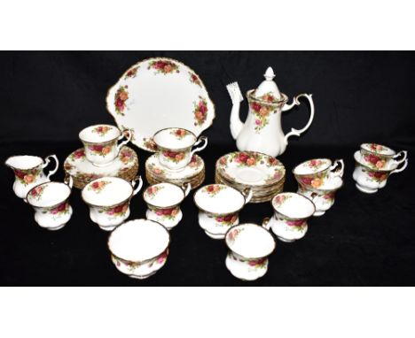 A COLLECTION OF ROYAL ALBERT 'OLD COUNTRY ROSES'  including coffee pot, cream jug, sugar bowl, tea and coffee cups and saucer