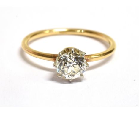 A 0.6 CARAT DIAMOND SOLITAIRE RING  the round old cut diamond weighing approx. 0.6 carat, independently assessed colour H/I, 