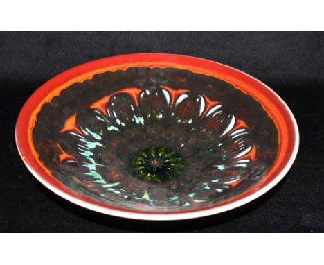 A POOLE POTTERY DELPHIS BOWL  artists monogram for Jane Brewer (1972-75), 34.5cm diameter Condition Report : small restored a