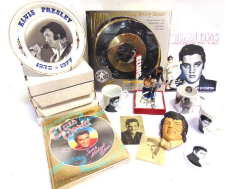 POP MEMORABILIA - ELVIS PRESLEY Assorted collectables, comprising twenty-three records, including a limited edition picture d