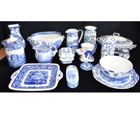 A COLLECTION OF BLUE AND WHITE CERAMICS  including Copeland Spode 'Italian' pattern, Laura Ashley, French faience etc. Condit