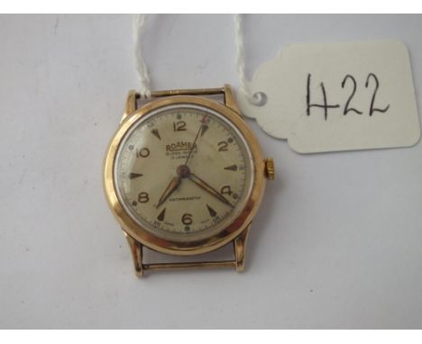 Gents Roaner wristwatch in 9ct with seconds sweep - working order