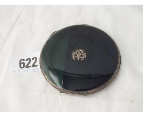 Miitary enamel decorated compact with crest - 3"DIA 
