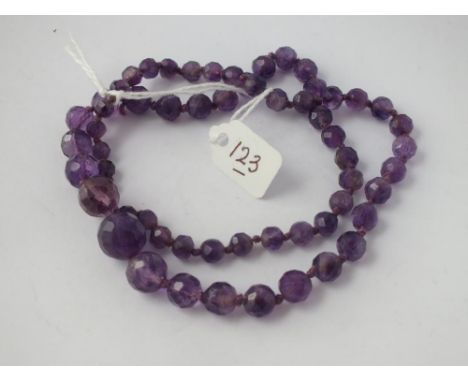 Amethyst bead necklace with 9ct clasp