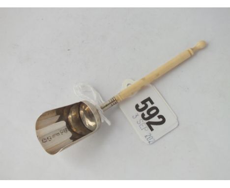 Another caddy spoon with scoop bowl and long ivory Handle. B'ham 1823 by L &amp; Co