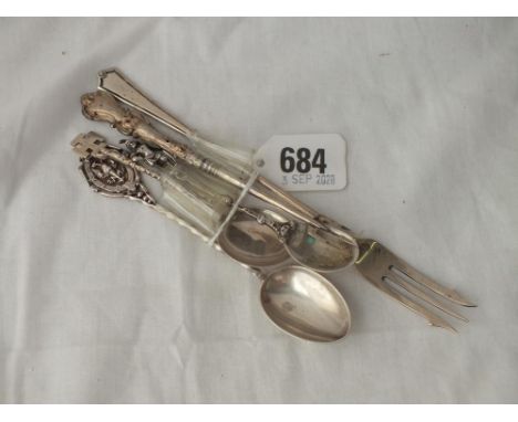 Long-handled pickle fork - Sheffield 1958 and four other various items