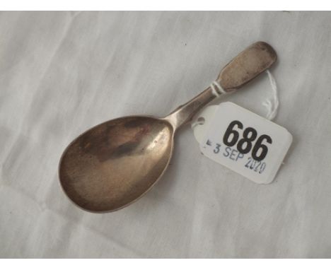 Georgian fiddle pattern caddy spoon - London 1840 by RB