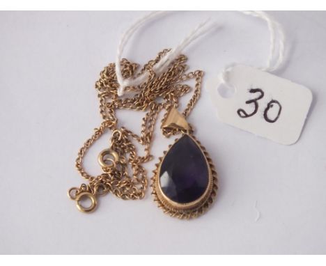 Amethyst teardrop pendant necklace in 9ct
