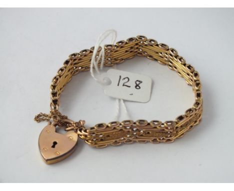 Rolled gold gate bracelet with padlock clasp