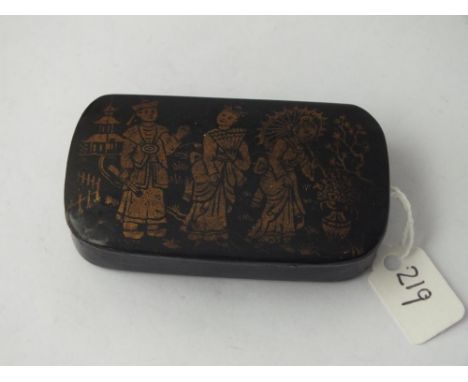 Paper mâché snuff box with oriental scenes