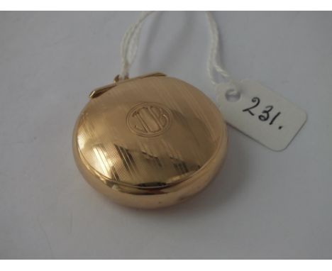 Ladies travelling powder compact in 9ct with mirror inset - 12.6gms