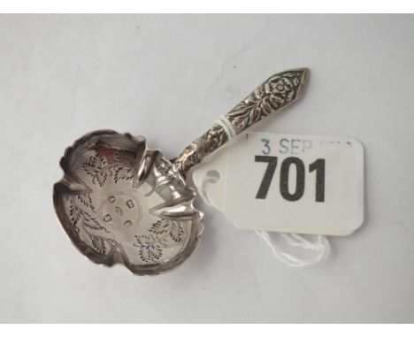 Another caddy with well chased handle and shaped bowl - B'ham 1834 by JW