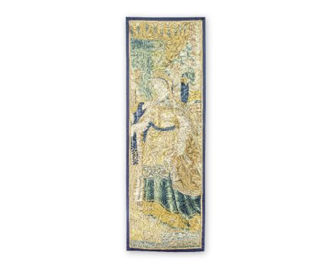 A Flemish tapestry panelLate 16th century, probably OudenaardeDesigned with the figure of a courtly female dressed in elabora