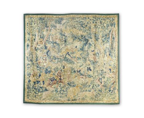 A Flemish hunting tapestry panelCirca 1580-1600, probably OudenaardeDesigned with a hunting scene, a courtly couple astride t
