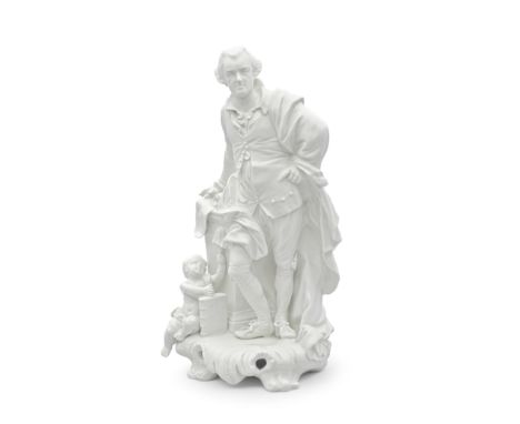 A good Derby figure of John Wilkes, circa 1765-70Modelled standing, his left hand on his hip, his right hand resting on two s