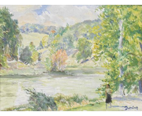 Ronald Ossory Dunlop R.A., R.B.A. (British, 1894-1973)A stroll along the riverbanksigned 'Dunlop' (lower right) oil on canvas