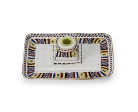 World War One Interest: A ceramic inkwellEarly 20th centuryDecorated with the Allied flags of France, Belgium, the United Kin