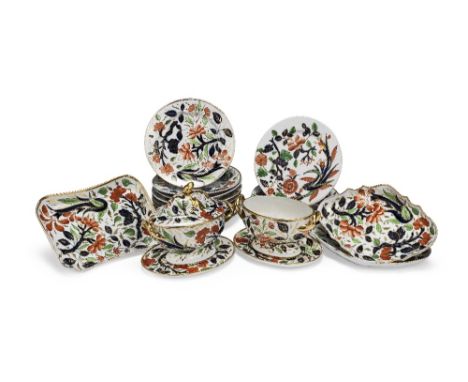 A Coalport porcelain part-dessert serviceCirca 1810Some marked as Pattern 257, comprising: two sauce tureens and stands, one 