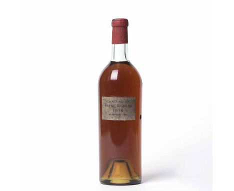 CHATEAU RAYNE VIGNEAU 1916 1EME CRU CLASSE
A.C. Bommes. (Sauternes) Bordeaux, France
a vintage harvested in the middle of the