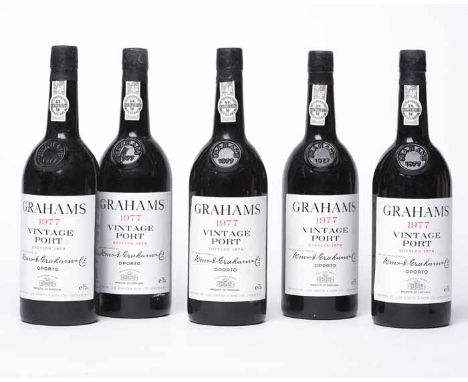 W & G GRAHAM'S 1977 VINTAGE PORT
Oporto, Produce of Portugal, Bottled 1979. 75cl.
5 Bottles