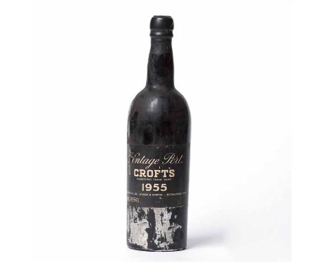 CROFT'S VINTAGE 1955 PORT
Vintage Port. Full bottle size, no capacity or strength stated.
 CONDITION REPORT: Good.