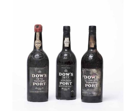 DOW'S VINTAGE PORT 1963
Full bottle size, no capacity or volume stated. 
DOW'S VINTAGE PORT 1970
Full bottle size, no capacit