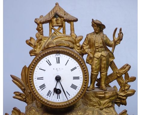 A 19th century gilded spelter cased mantel clock