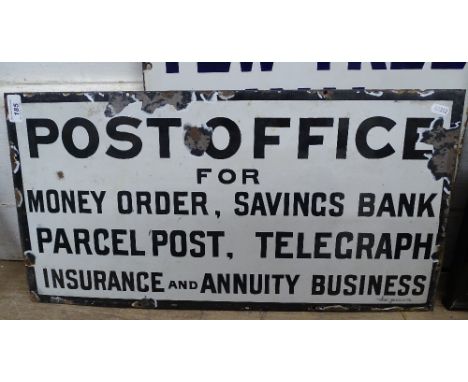 An Antique enamel Post Office sign, length 26"