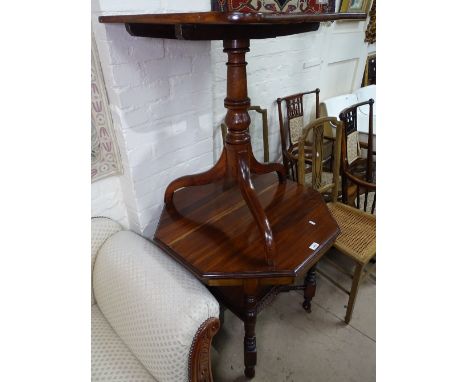 A 19th century mahogany square-top table on tripod base, and a walnut octagonal tea table (2)