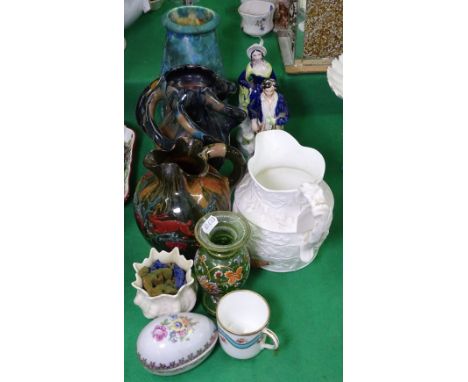 Victorian Staffordshire figures, a Crown Ducal vase etc