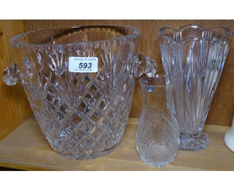 A Waterford vase, and a cut crystal ice bucket