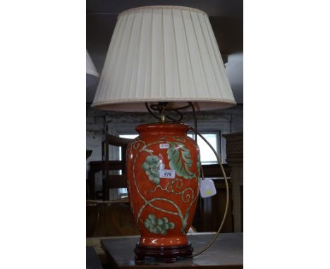 A Chinese porcelain table lamp and shade, 24"