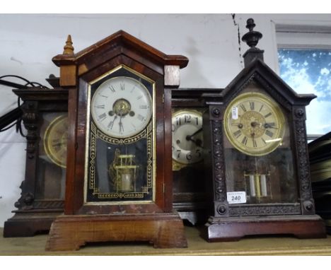 A lancet-top mantel clock, and 3 others